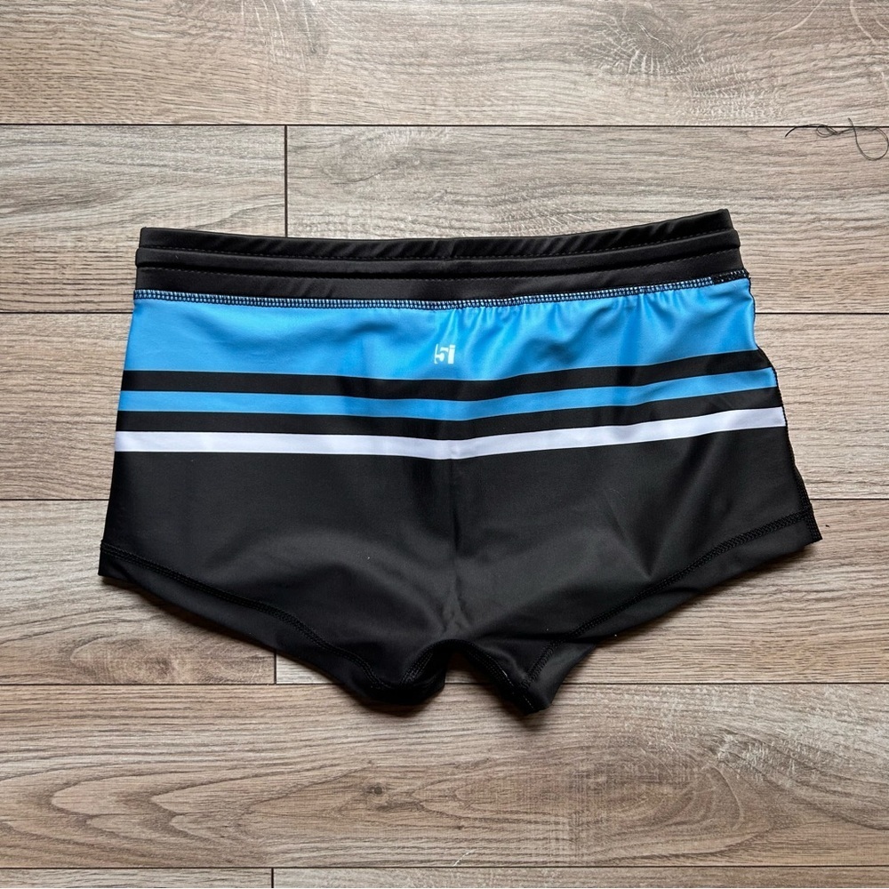 Cassis Square Cut Swim Trunks in Blue, Black & White (Medium / 30-32" Waist) - Picture 5 of 13